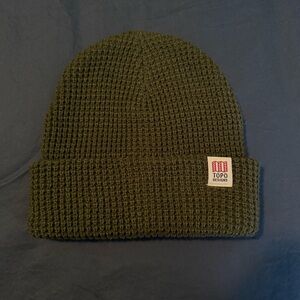 Topo Designs Olive Waffle Knit Cuffed Beanie